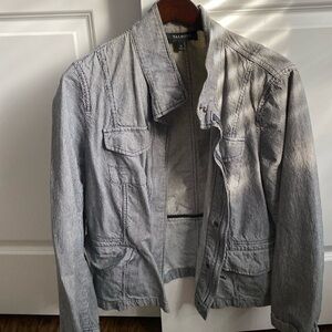 Talbots stripped jean jacket